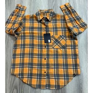 Gameday Social Clemson Tiger Plaid Flannel Shirt Men's S Orange Purple Paw Print